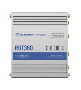 Routers Teltonika  Industrial Cellular Router RUT360 LTE CAT6 	1 x LAN ports, 10/100 Mbps, compliance with IEEE 802.3, IEEE 802.3u standards, supports auto MDI/MDIX crossover Mbit/s, Ethernet LAN (RJ-45) ports 2 x RJ45 ports, 10/100 Mbps, Mesh Support No, MU-MiMO Yes, 3G/4G data sharing, Antenna type 2 x SMA for LTE, 2 x RP-SMA for WiFi 