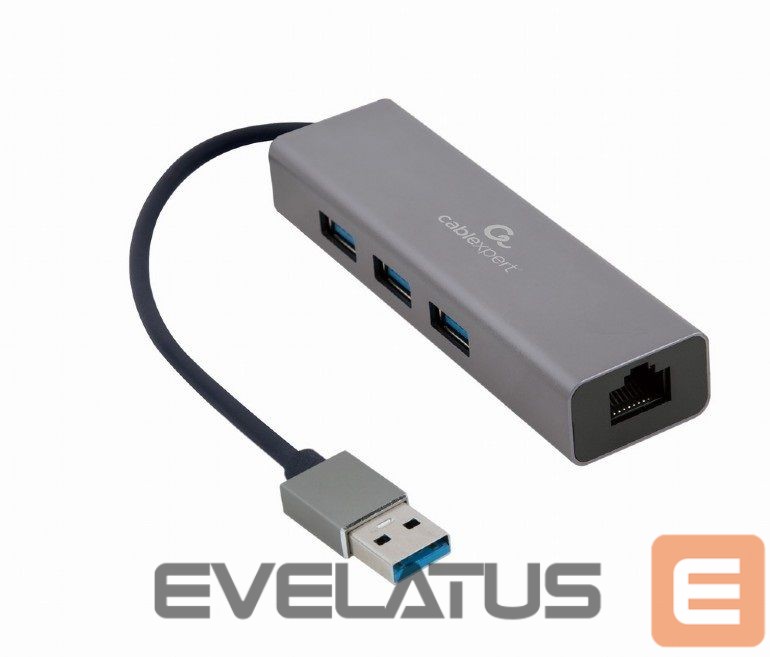 Ruuterid Cablexpert USB AM Gigabit network adapter with 3-port USB 3.0 hub A-AMU3-LAN-01 Black