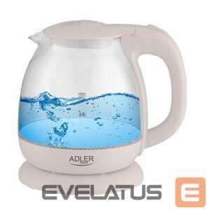 Virdulys Adler  Kettle AD 1283C Electric, 900 W, 1 L, Glass/Stainless steel, 360° rotational base, Cream 