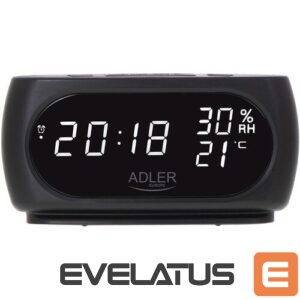 Interactive solution Adler  Clock with Thermometer AD 1186 Black 