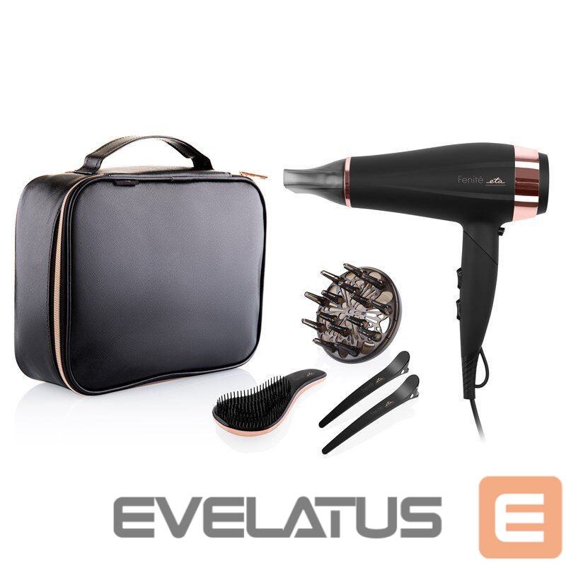 Здравоохранение ETA Hair Care Gift Set 732090020 Fenité 2200 W, Number of temperature settings 3, Ionic function, Diffuser nozzle, Black Edition