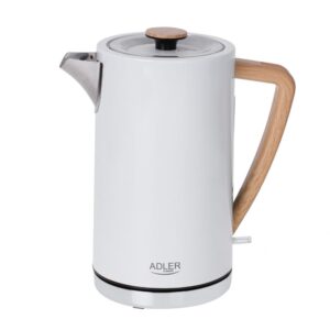 Virdulys Adler  Kettle AD 1347w	 Electric, 2200 W, 1.5 L, Stainless steel, 360° rotational base, White 