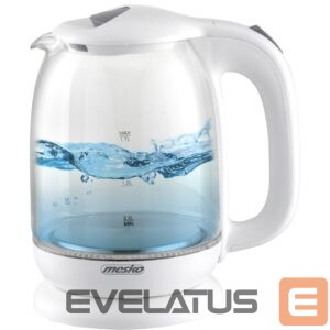 Veekeetja Mesko  Kettle MS 1302w Electric, 2200 W, 1.7 L, Glass, 360° rotational base, White 