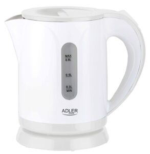 Veekeetja Adler  Kettle AD 1371w Electric, 850 W, 0.8 L, Stainless steel/Polypropylene, 360° rotational base, White 