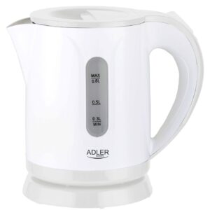 Veekeetja Adler  Kettle AD 1371w Electric, 850 W, 0.8 L, Stainless steel/Polypropylene, 360° rotational base, White 