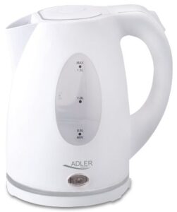 Virdulys Adler  Kettle AD 1207 Standard, Plastic, White, 2000 W, 360° rotational base, 1.5 L 