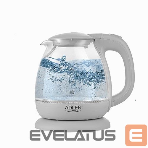 Veekeetja Adler Kettle AD 1283G Standard, 1100 W, 1 L, Plastic/Glass, Grey, 360° rotational base
