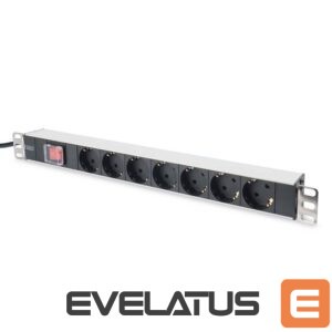 Circuit breaker Digitus  Aluminum outlet strip with switch  	DN-95402 Sockets quantity 7, 7x safety outlets 250VAC 50/60Hz / 16A / 4000W, 1U Aluminum PDU, rackmountable 