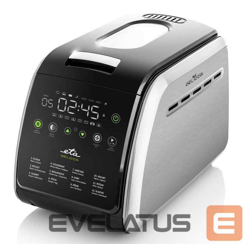 Bread maker ETA Bread maker Delicca II 714990030 Power 850 W, Number of programs 12, Display Yes, Black/Stainless steel
