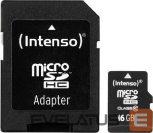 Kitas kompiuterio priedas Intenso  MEMORY MICRO SDHC 16GB C10/W/ADAPTER 3413470 