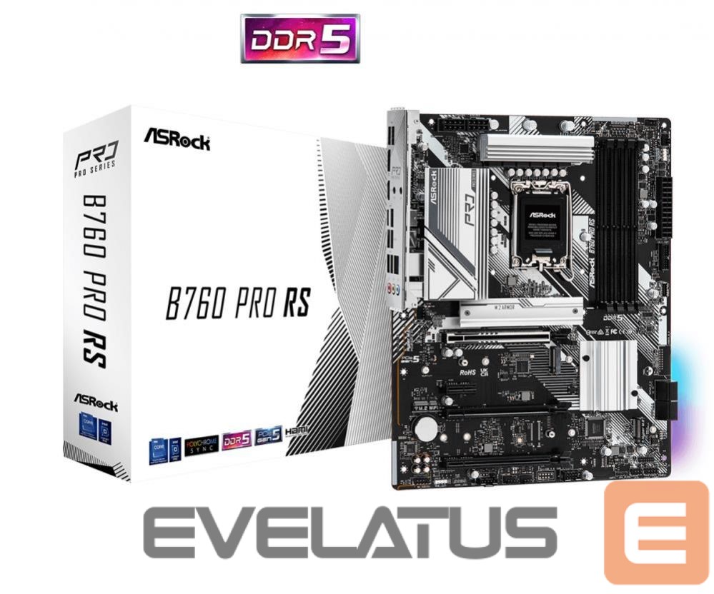 Motherboard for Intel processors Asrock Mainboard||Intel B760 Express|LGA1700|ATX|Memory DDR5|Memory slots 4|1xPCI-Express 3.0 1x|1xPCI-Express 3.0 16x|1xPCI-Express 4.0 16x|1xPCI-Express 5.0 16x|3xM.2|1xHDMI|1xDisplayPort|2xUSB 2.0|5xUSB 3.2|1xUSB-C|1xRJ45|3xAudio port|B760PRORS