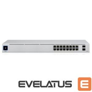 Jungikliai UBIQUITI  Switch||USW-16-POE|Type L2|Desktop/pedestal|Rack|16x10Base-T / 100Base-TX / 1000Base-T|2xSFP|PoE ports 16|PoE+ ports 8|18 Watts|USW-16-POE 