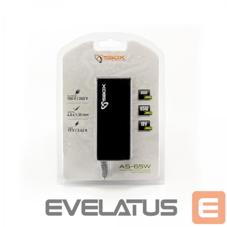 Adapteris Sbox Adapter for Asus Notebooks AS-65W