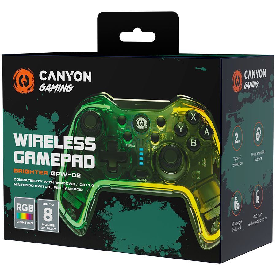 Controller Canyon gamepad Brighter GPW-02 BT+Dongle Wireless Crystal Transparent