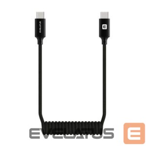Kaabel Evelatus  AutoSpring Coiled Cable USB C to  USB C connector 1.2M Black