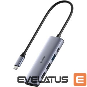 Routers Cudy  UH405 PortMate USB-C 5-in-1 Hub 4K HDMI USB-C PD USB-A 3.0 2.0 Aluminum Grey 