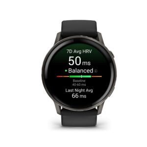 Viedpulksteni Garmin  Venu 4 - 45mm, Slate with Black Silicone Band sports watch 