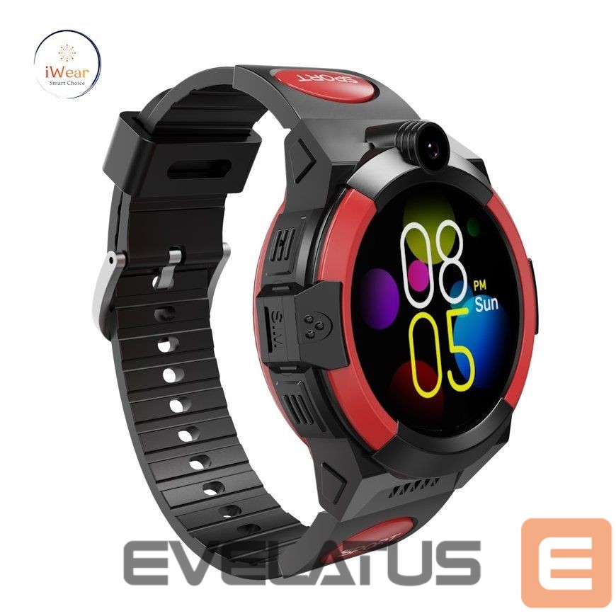 Nutikell iWear LT32 Durable 4G Sim GPS Tracking IP67 Kids Watch & Phone Call with Chat Camera Black Red