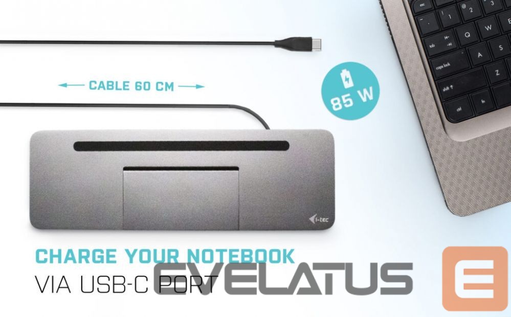 Computer accessories I-TEC I-TEC USB-C Metal Dock + Charger 100W