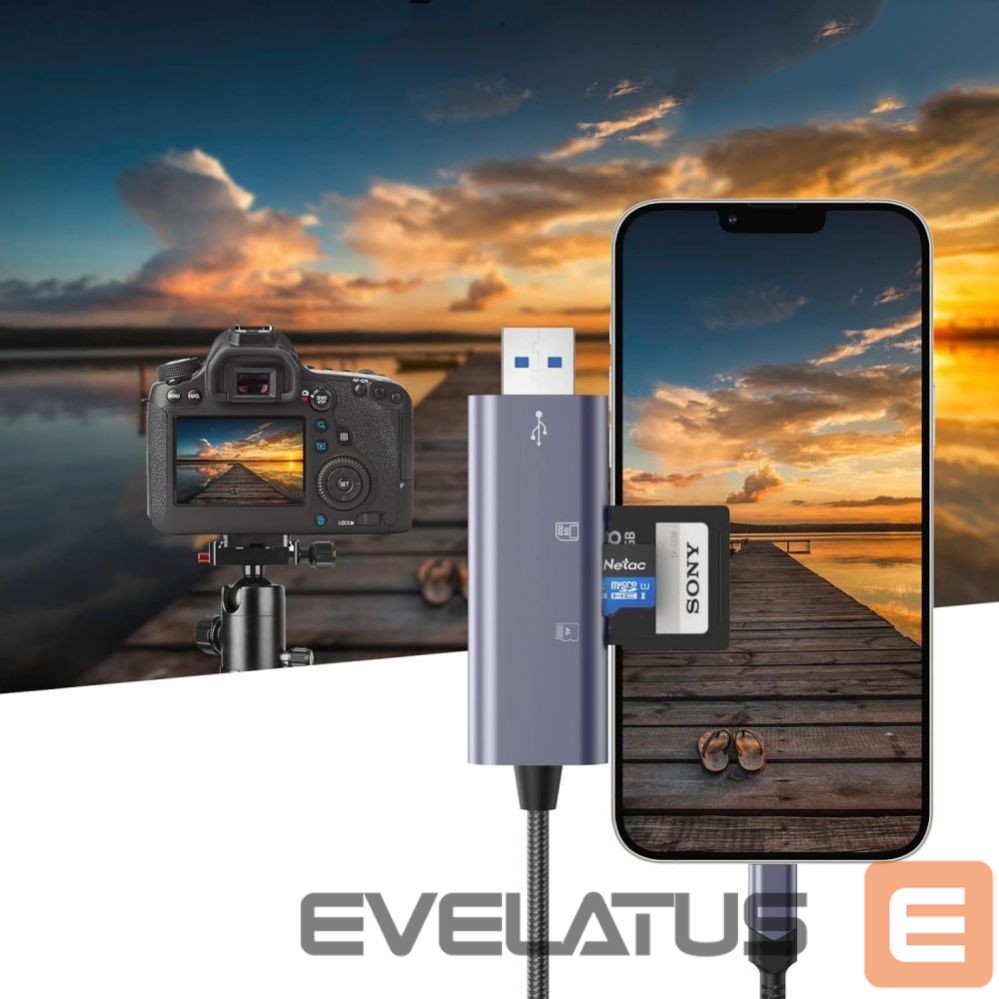 USB atmintinė Tech-Protect Tech-Protect UltraBoost SD/micro SD Card Reader with Lightning /USB-A Connector - Gray