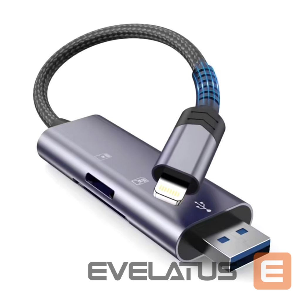 USB atmintinė Tech-Protect Tech-Protect UltraBoost SD/micro SD Card Reader with Lightning /USB-A Connector - Gray