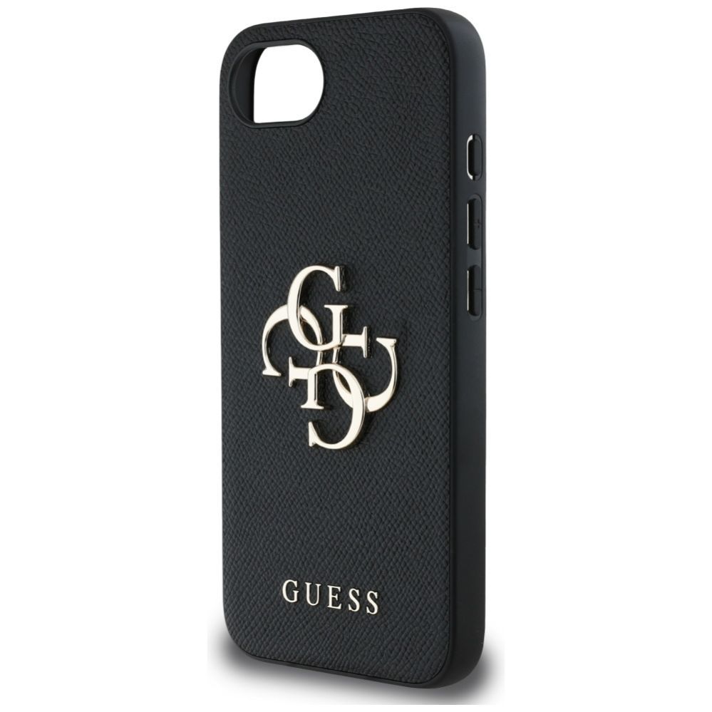 Tagakaaned Guess Guess PU Grained 4G Metal Logo case for iPhone 16e - black