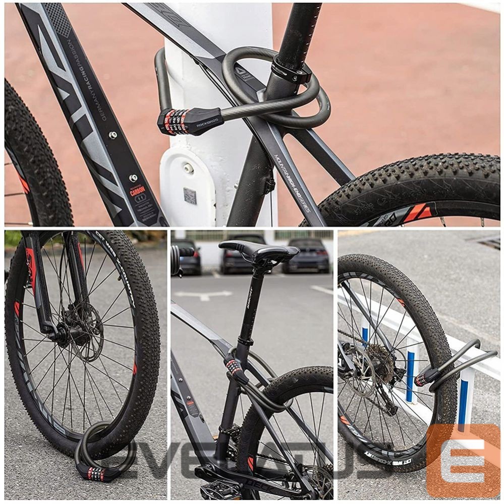 Bicycle accessory Rockbros Rockbros RKS507-1BK bicycle lock with combination 1.8 m - black