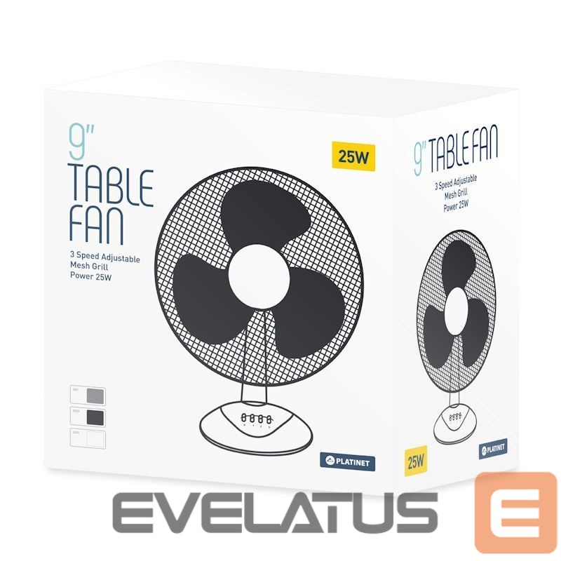 Ventilators Platinet PTF9W Compact & Powefull 24W Desk Air Fan 23cm Blades with 3 Speed levels White