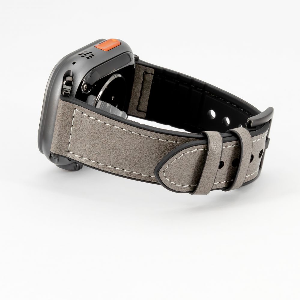 Rihm Connect Watch 42/44/45mm Silicone patch Leather Watch Strap (132mm M/L) Silver