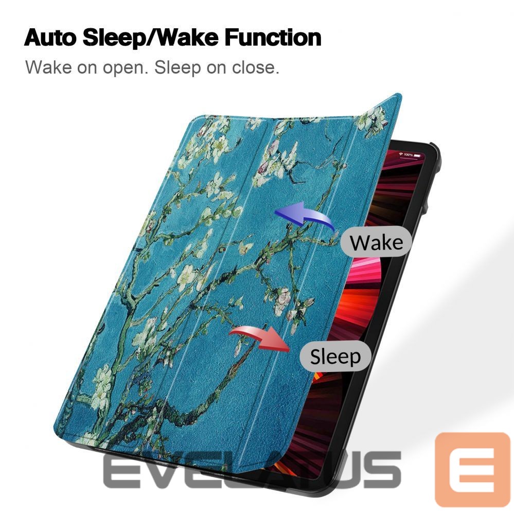 Kaaned iLike iPad Pro 12.9 6th Gen Tri-Fold Eco-Leather Stand Case Sakura