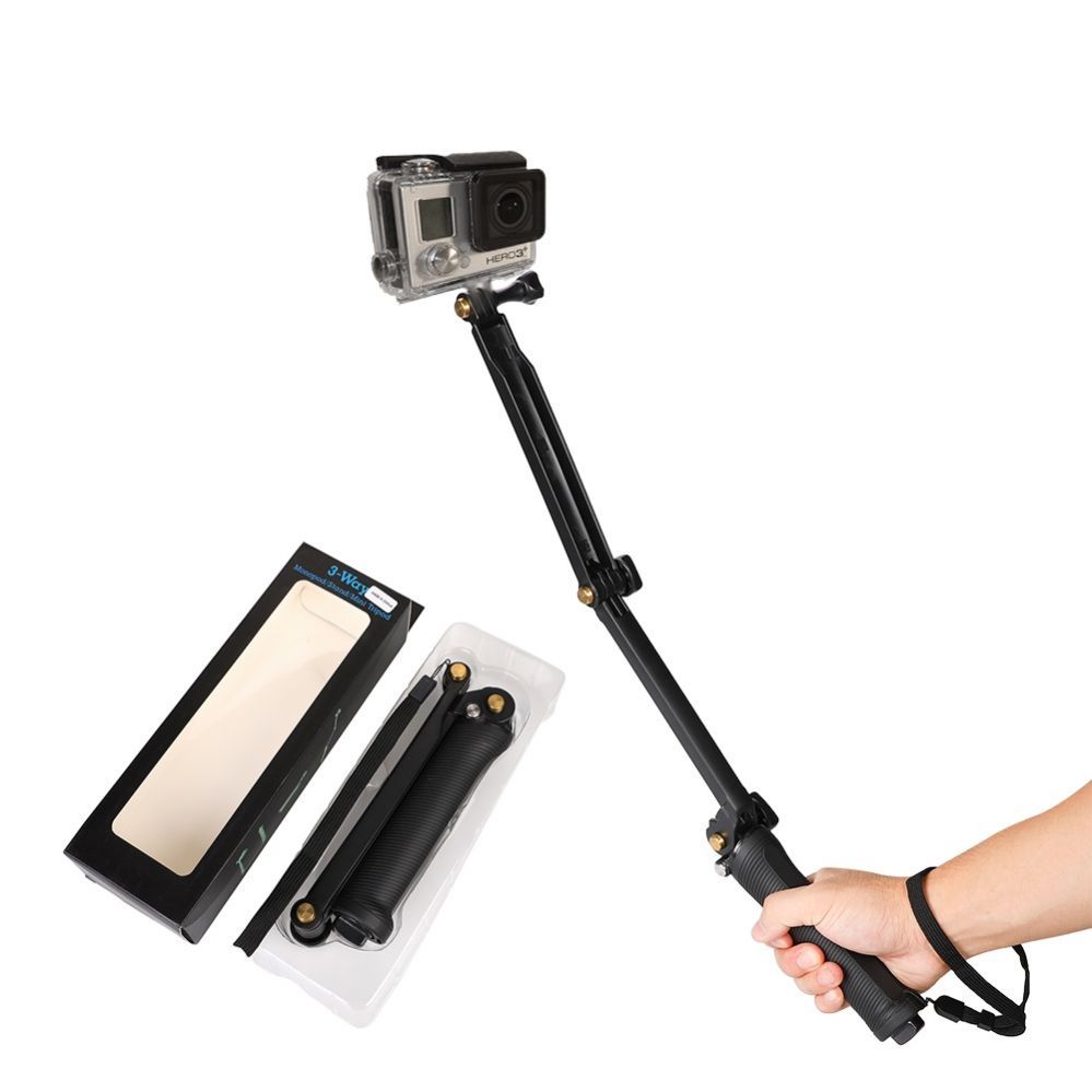 Camera accessory Hurtel 3 in 1 Monopod Tripod with Selfie Stick for GoPro - Black