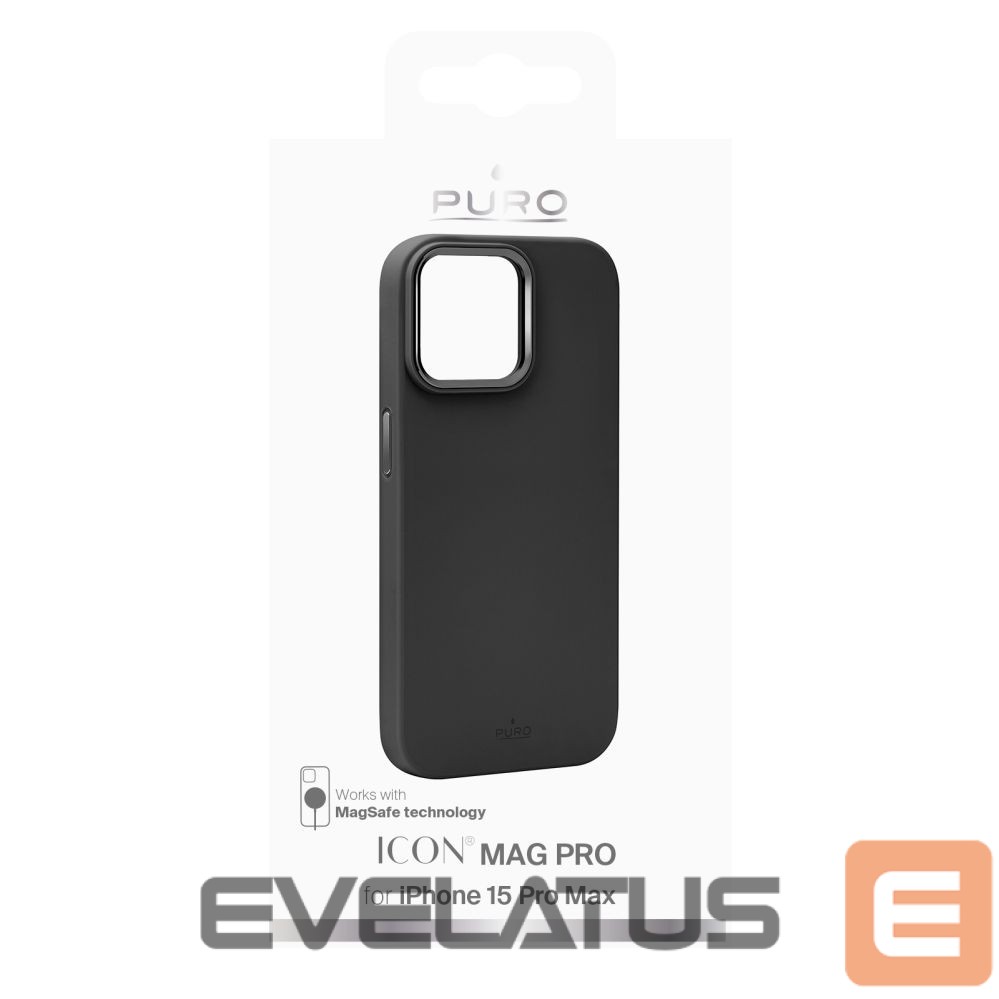 Back panel cover Puro Puro Icon Mag Pro MagSafe Silicone Case for iPhone 15 Pro Max - Black