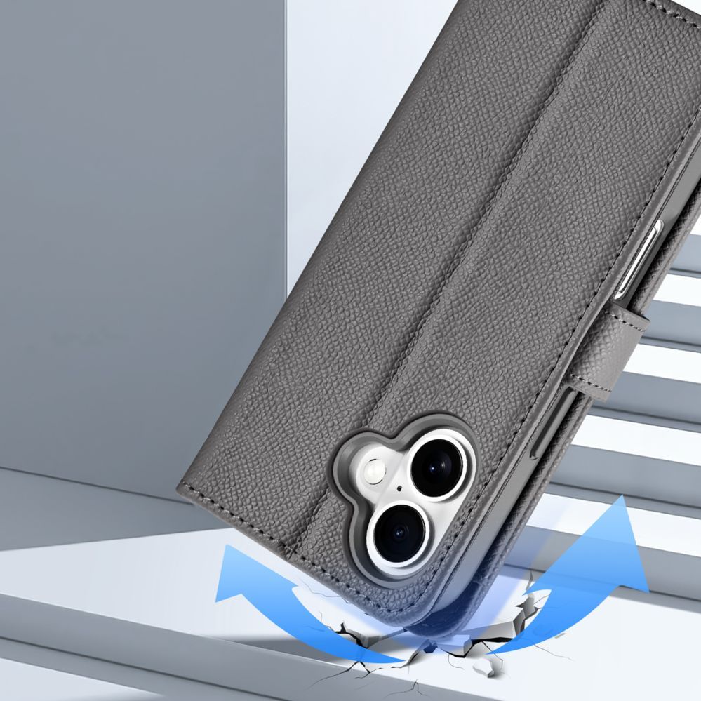 Back panel cover Dux Ducis Dux Ducis Lawa Leather Case for iPhone 16 - Gray