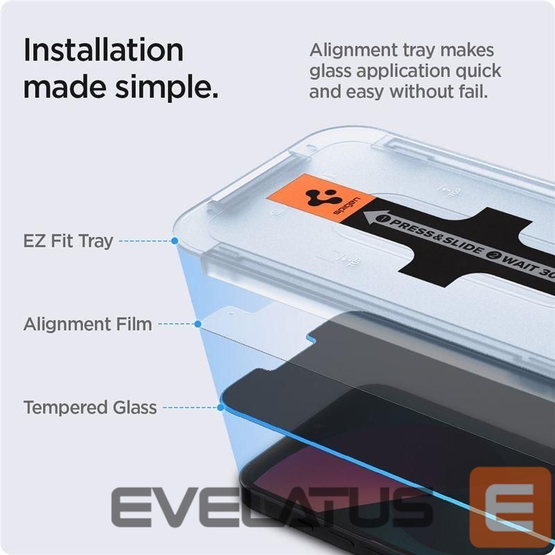 Aizsargstikls Spigen Spigen Glas.tR EZ Fit Privacy Tempered Glass for iPhone 13 / 13 Pro / 14 / 16e - 2 pcs.