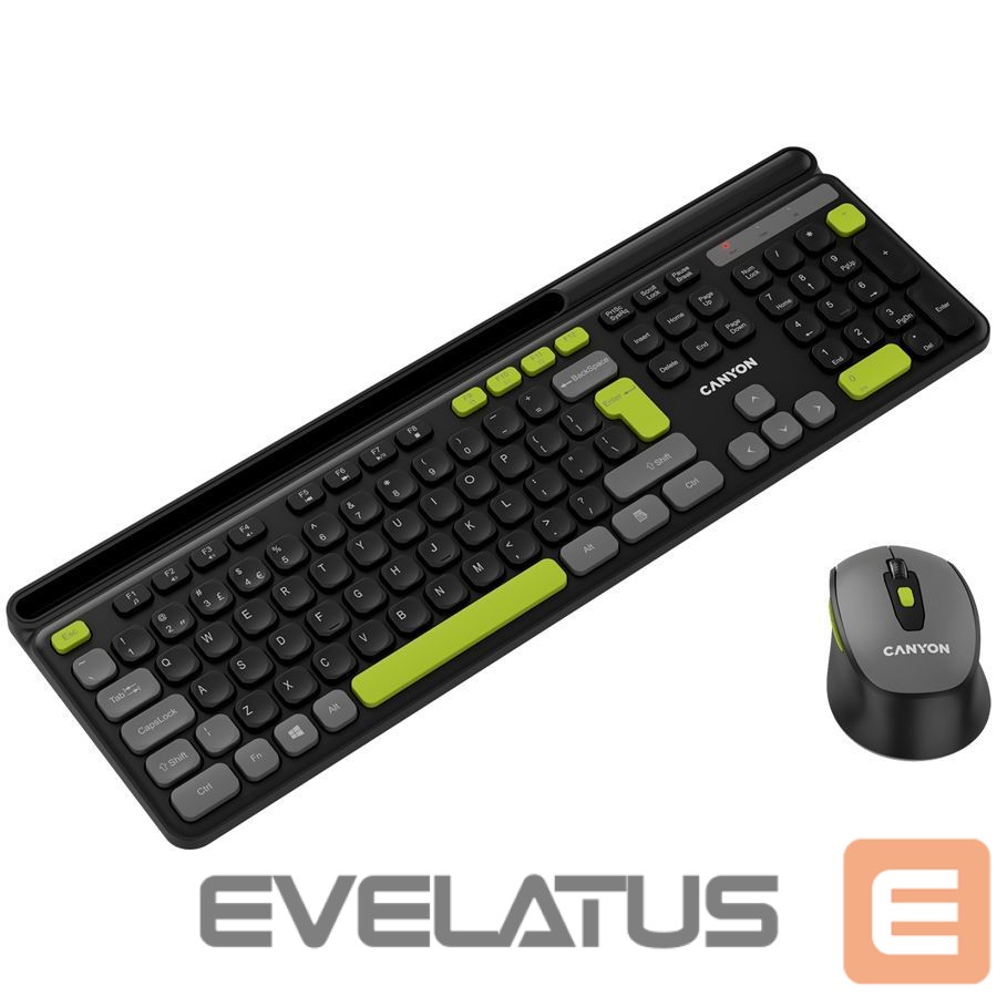 Computer keyboard Canyon CANYON HSET-W5 EN Keyboard+Mouse AAA+AA Wireless Black