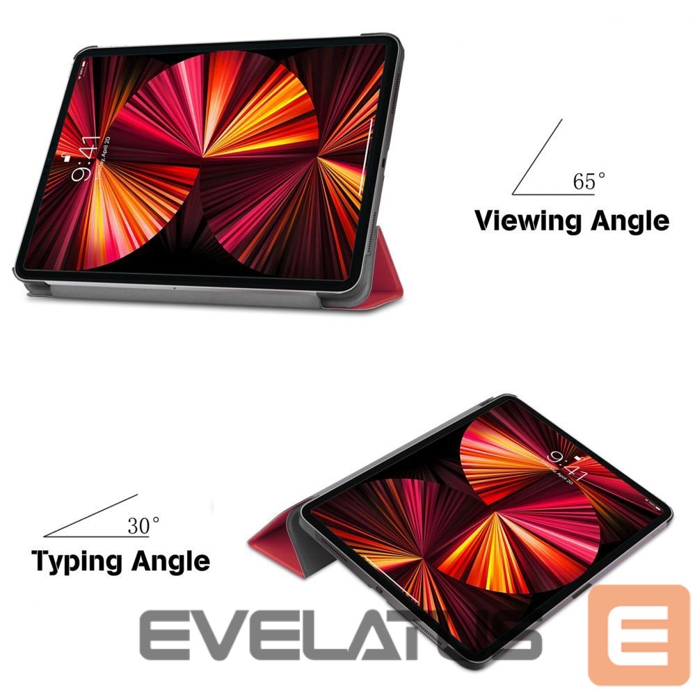 Kaaned iLike Galaxy Tab A9 / A11 8.7 X110 Tri-Fold Eco-Leather Stand Case Coral Pink