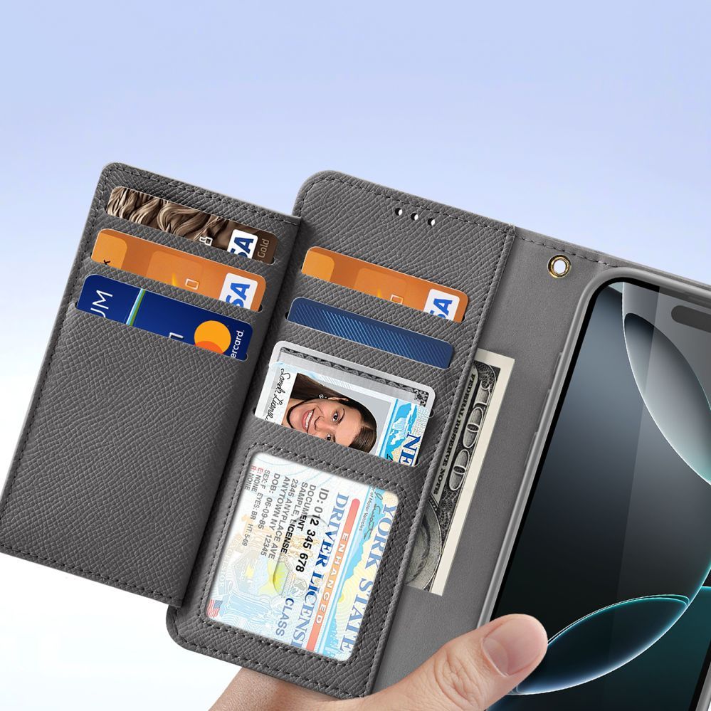 Tagakaaned Dux Ducis Dux Ducis Lawa Leather Case for iPhone 16 Pro Max with Detachable Magnetic Wallet - Gray