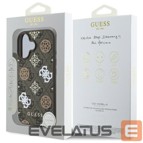 Tagakaaned Guess Guess Peony On 4G Background MagSafe case for iPhone 16 - brown