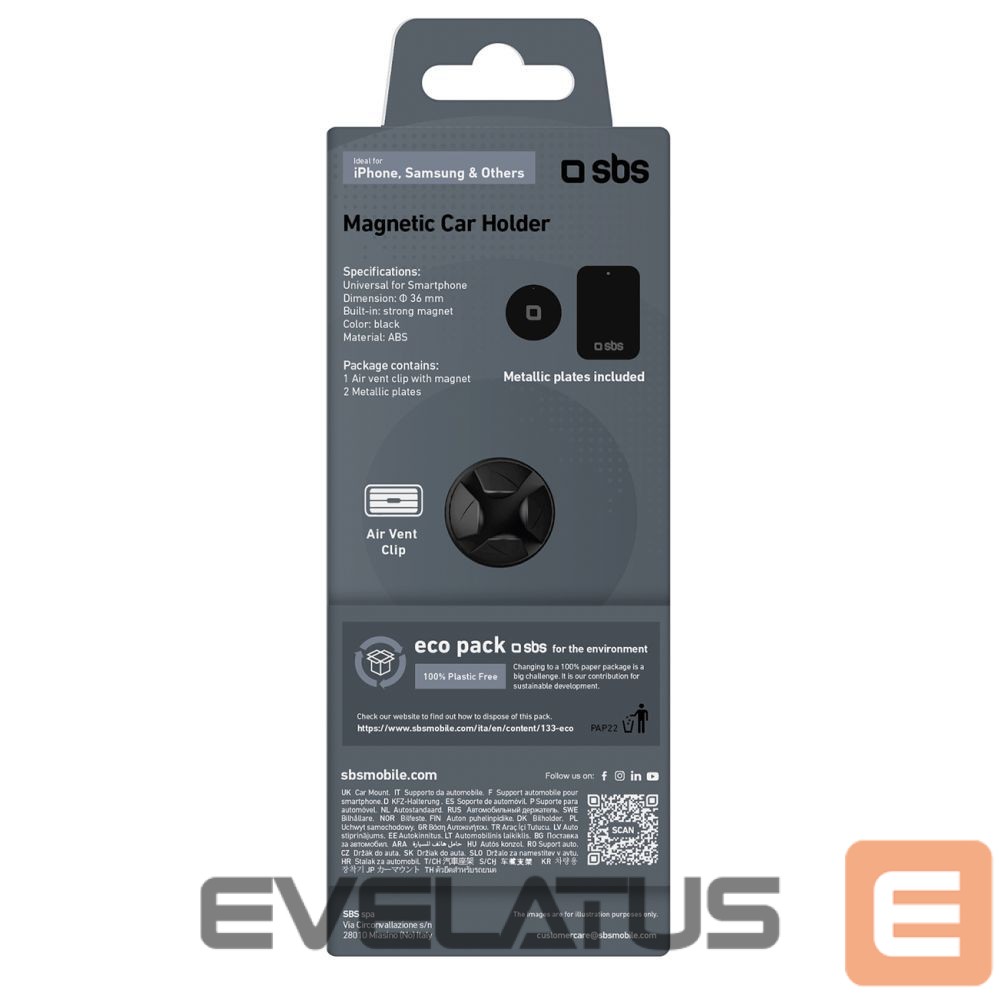 Auto holder SBS SBS TESUNSUPMAGK smartphone holder magnetic, for air vent - black