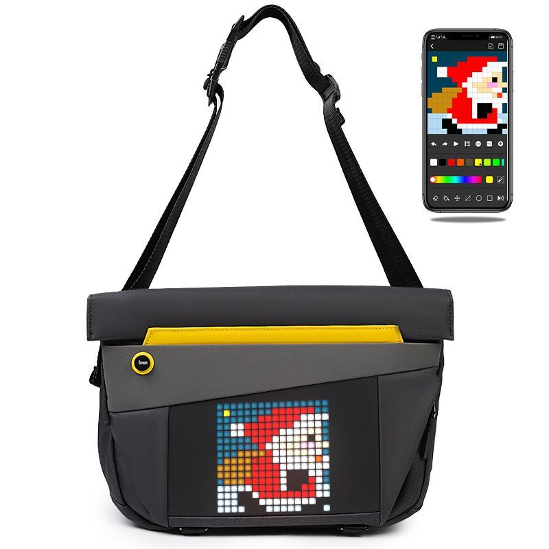 Somas un mugursomas Divoom Pixoo sling bag V Premium Weather proof with Led Pixel Art Display & App Control Black