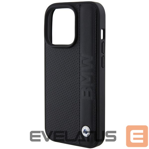 Back panel cover BMW BMW Leather Textured & Stripe iPhone 15 Pro Max Case - Black
