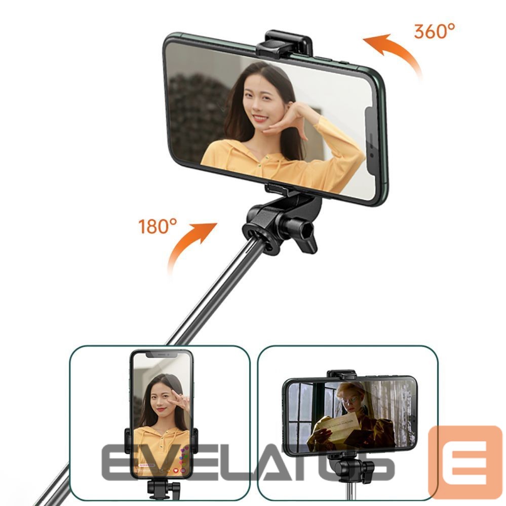 Camera accessory Hurtel Selfie stick WHS1Y telescopic tripod 1m with phone holder - black