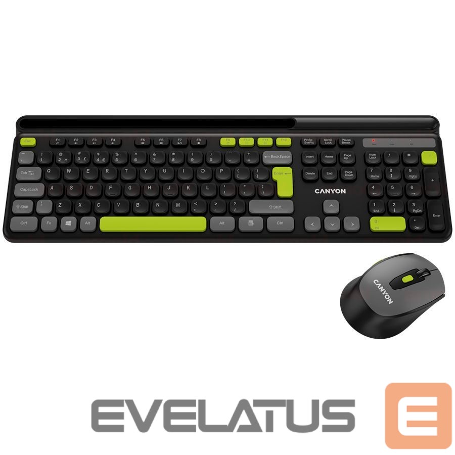 Computer keyboard Canyon CANYON HSET-W5 EN Keyboard+Mouse AAA+AA Wireless Black