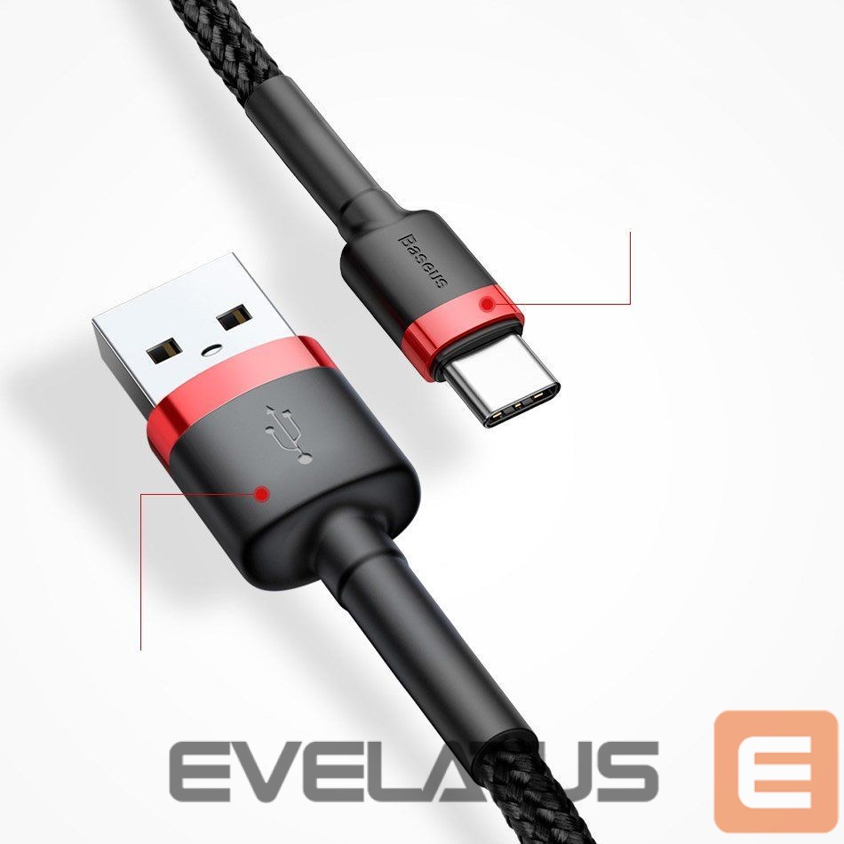 Kabelis Baseus Baseus Cafule Cable durable nylon cable USB / USB-C QC3.0 2A 3M red (CATKLF-U09)