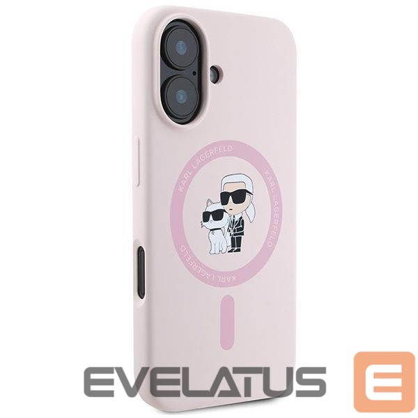 Tagakaaned Karl Lagerfeld Karl Lagerfeld Silicone Karl&Choupette Heads Ring MagSafe Case for iPhone 16 Plus - Pink