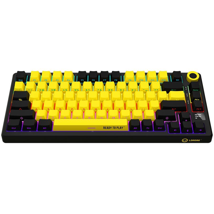 Computer keyboard LORGAR LORGAR KBP7075W, Wireless 75% Mechanical Gaming Keyboard Pro, Black/yellow, EN layout
