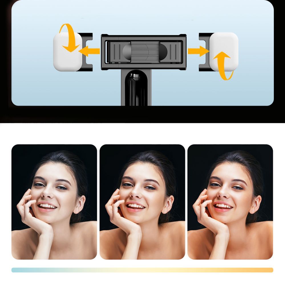 Camera accessory Hurtel Selfie stick WC13YDS telescopic tripod 1.3m with double lamp and phone holder - black