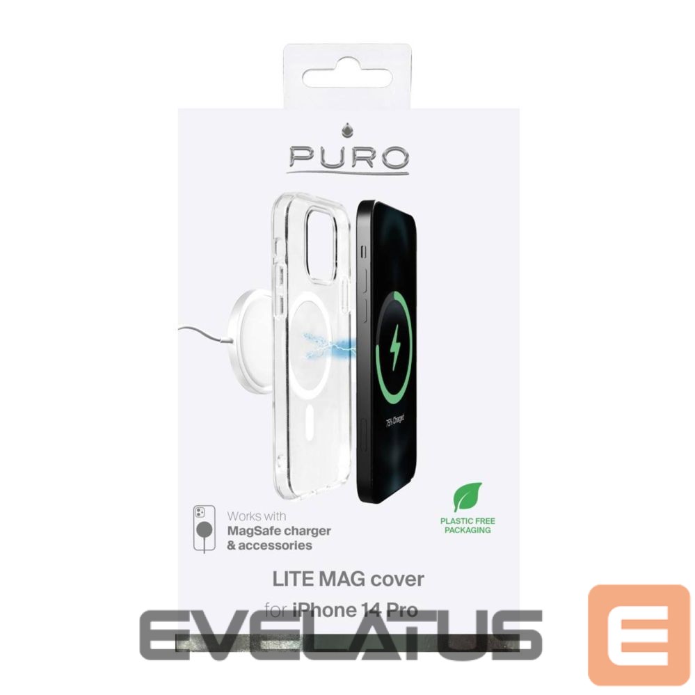 Back panel cover Puro Puro Lite Mag MagSafe Silicone Case for iPhone 14 Pro - Transparent