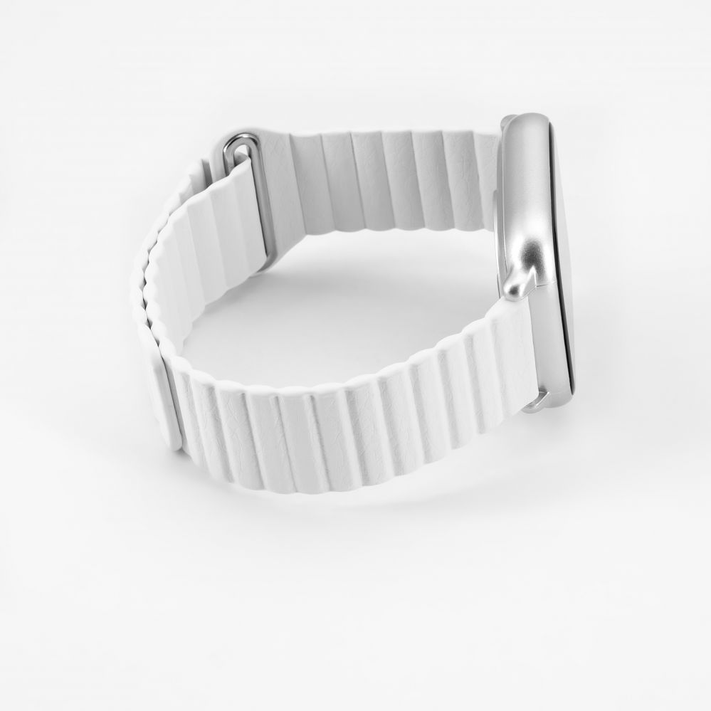 Rihm Connect 20mm Flat head Leather - Silicone Loop Magnetic Watch Strap (130mm M/L) White
