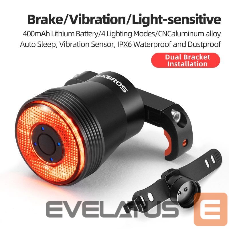 Jalgratta tarvik Rockbros Rockbros Q5 Rear Bike Light with Intelligent Stop System - Black